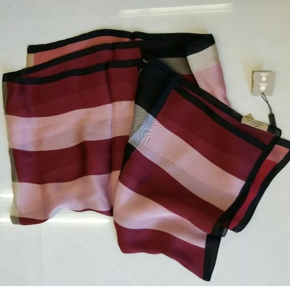 Brand New Burberry 100% Silk Parade Red Scarf.